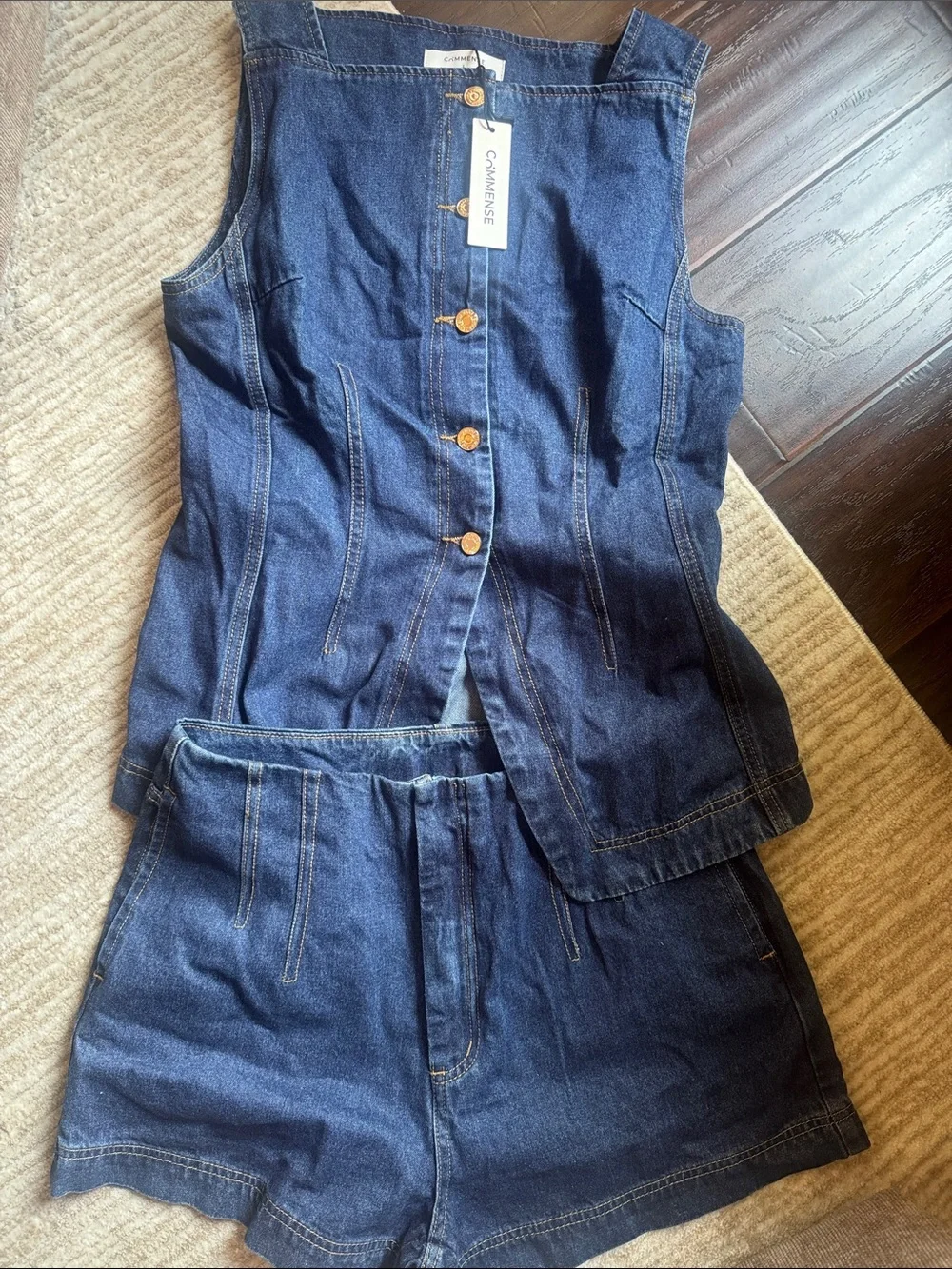 Dark Wash Denim 2 Piece Set with Button Front - Picture 6 of 6
